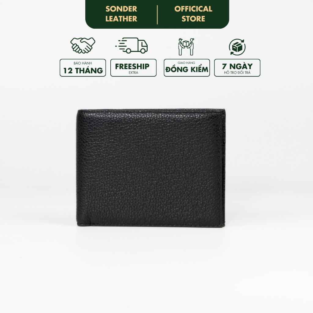 Ví nam da bò thật Lucas ví da nam cao cấp, bóp nam da bò vân hạt thương hiệu Sonder Leather