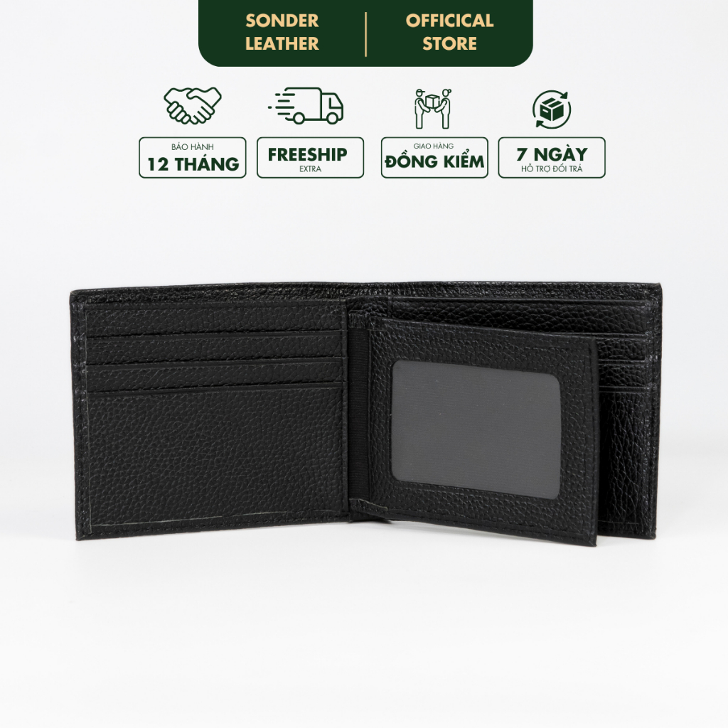 Ví nam da bò thật Lucas ví da nam cao cấp, bóp nam da bò vân hạt thương hiệu Sonder Leather