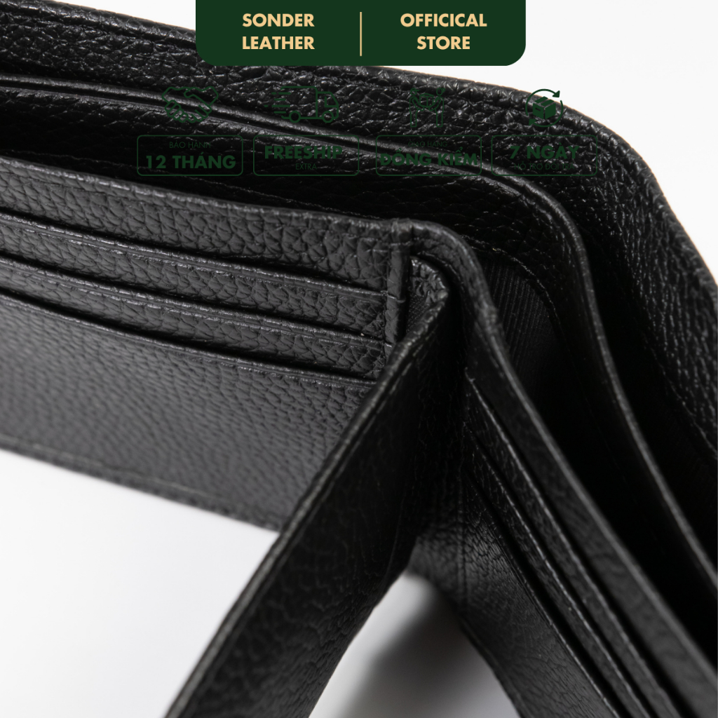 Ví nam da bò thật Lucas ví da nam cao cấp, bóp nam da bò vân hạt thương hiệu Sonder Leather