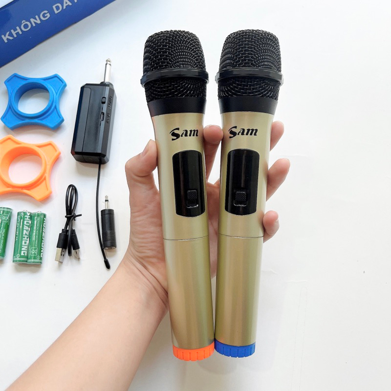 Bộ 2 mic karaoke không dây đa năng dùng cho loa kéo âm ly