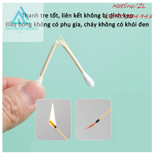 Hộp 500 Tăm Bông Thân Gỗ Tre Ngoáy Tai Người Lớn 2 Đầu Vệ Sinh Tai Đa Năng An Toàn Tiện Lợi