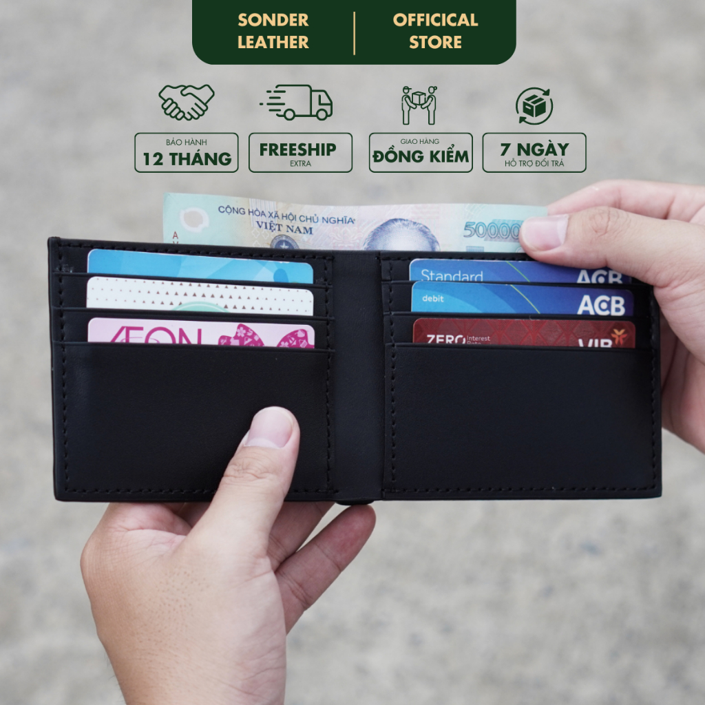 Ví nam da bò thật JOE ví da nam cao cấp, bóp da bò pull-up láng mịn thương hiệu Sonder Leather