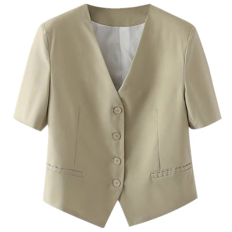 Áo Blazer Cộc Tay Xẻ Vạt 2 Lớp Style Hàn Quốc Thanh Lịch B11 | BigBuy360 - bigbuy360.vn