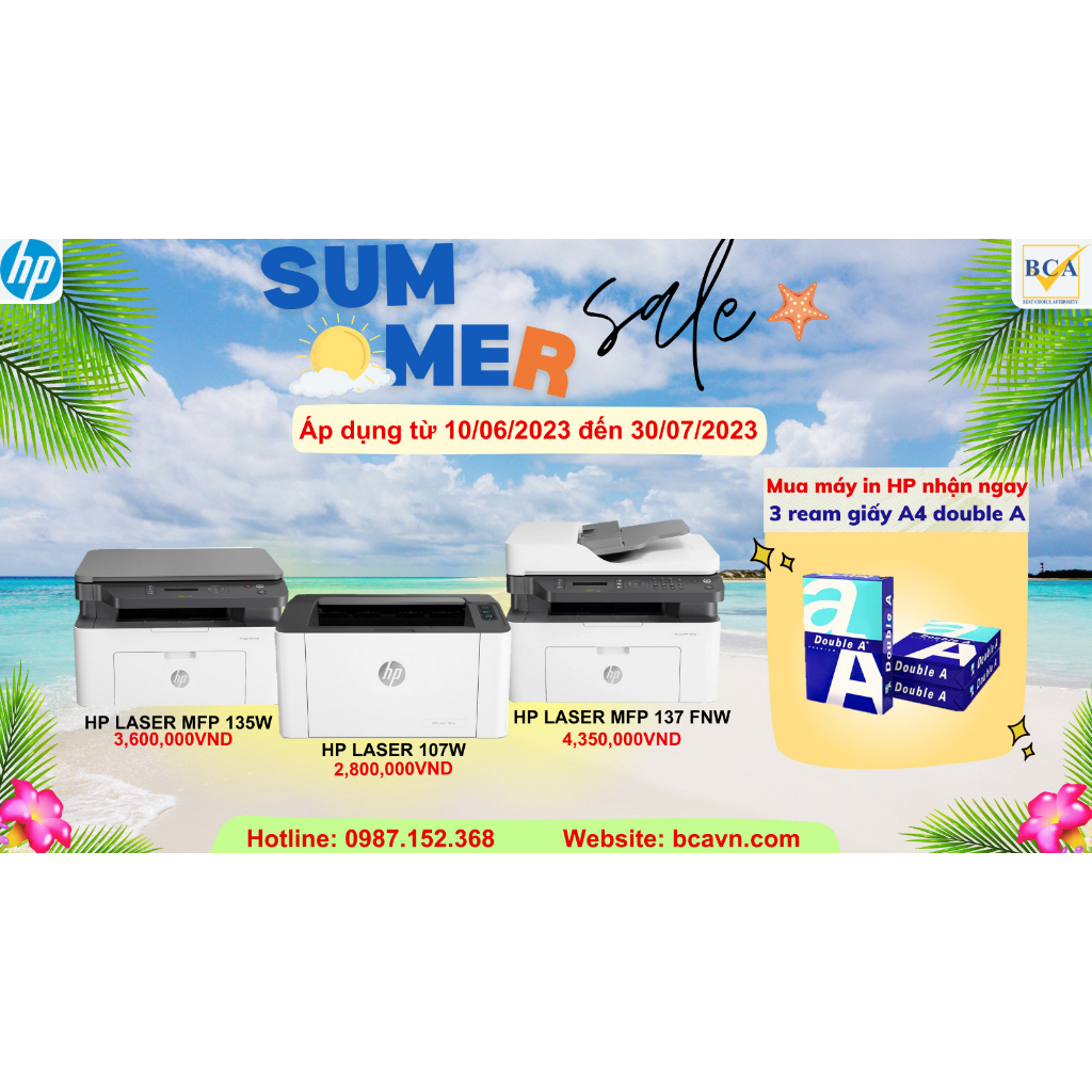 Máy in Laser trắng đen đa năng HP 137fnw (In, Copy, Scan, Fax, Wifi) _ 4ZB84A + Tặng kèm 3 Ram giấy A4 Double A