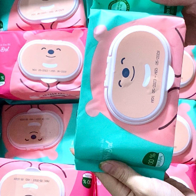 Khăn giấy ướt Phú Đạt hình gấu không mùi chính hãng, chất lượng cao, an toàn cho bé - Hie en Store