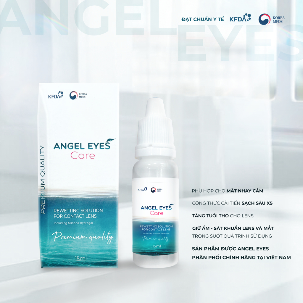 Nước nhỏ mắt lens Angel Eyes Care 15ml cao cấp cho mắt nhạy cảm