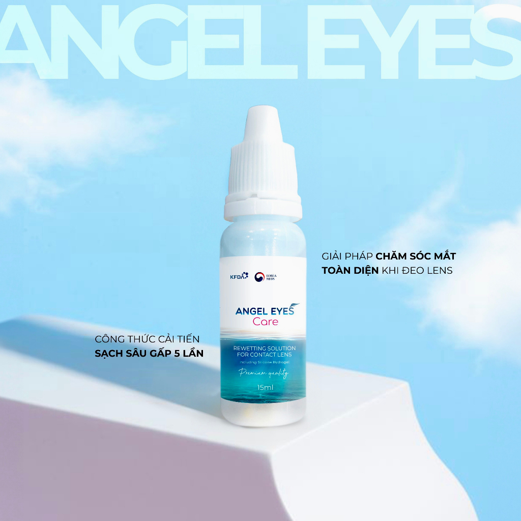[GIÁ TỐT] COMBO Nước Ngâm Lens 160ml + Nhỏ Mắt Lens 15ml Angel Eyes Care