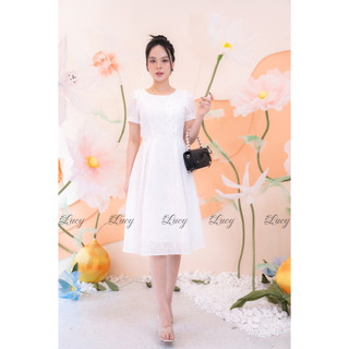Đầm xoè Crimpson 8162 cotton thêu tiểu thư thanh lịch váy Lucy