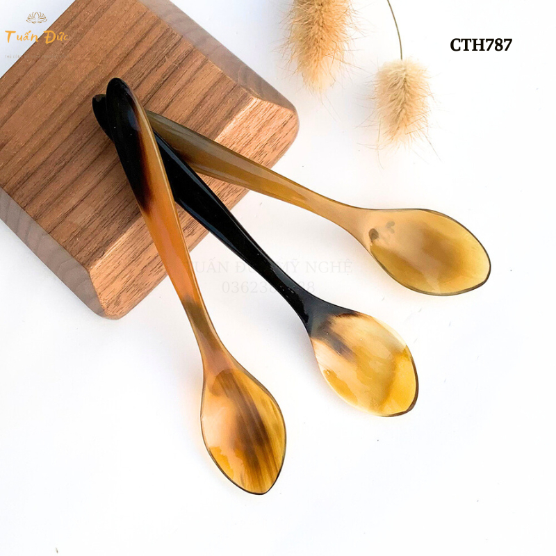 Thìa cafe xúc gia vị bằng sừng (dài 12,5cm) nhỏ gọn giúp gia vị không mất mùi- CTH787-Tuấn Đức Mỹ NGhệ
