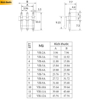 [HCM] Đế Bus VH3.96 mm chân thẳng