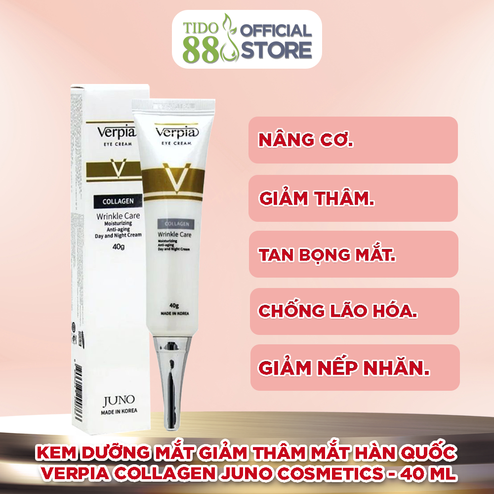 Kem dưỡng mắt giảm thâm mắt Hàn Quốc Verpia Collagen Juno Cosmetics 40 ml NPP Tido88