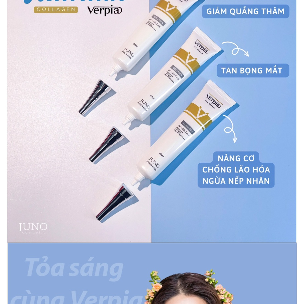 Kem dưỡng mắt giảm thâm mắt Hàn Quốc Verpia Collagen Juno Cosmetics 40 ml NPP Tido88