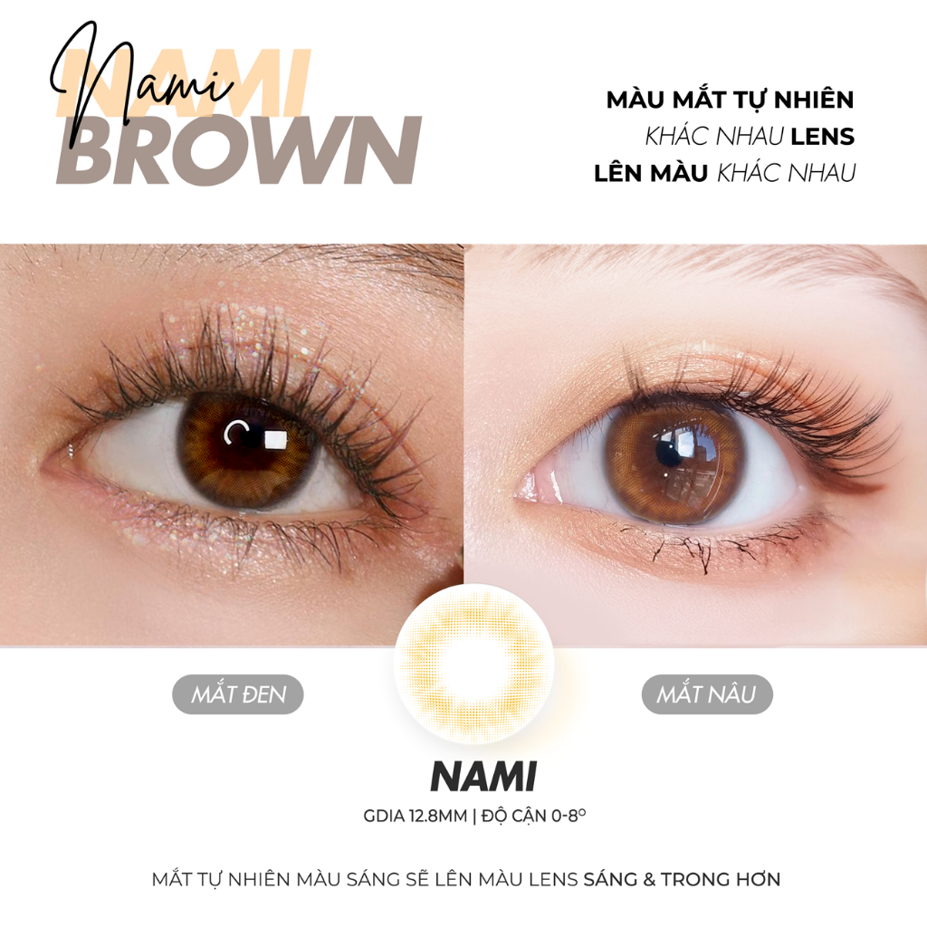 [QUÀ TẶNG] Lens mắt nâu mật ong Nami hiệu Angel Eyes đường kính 12.8 có hỗ trợ cận 0-8