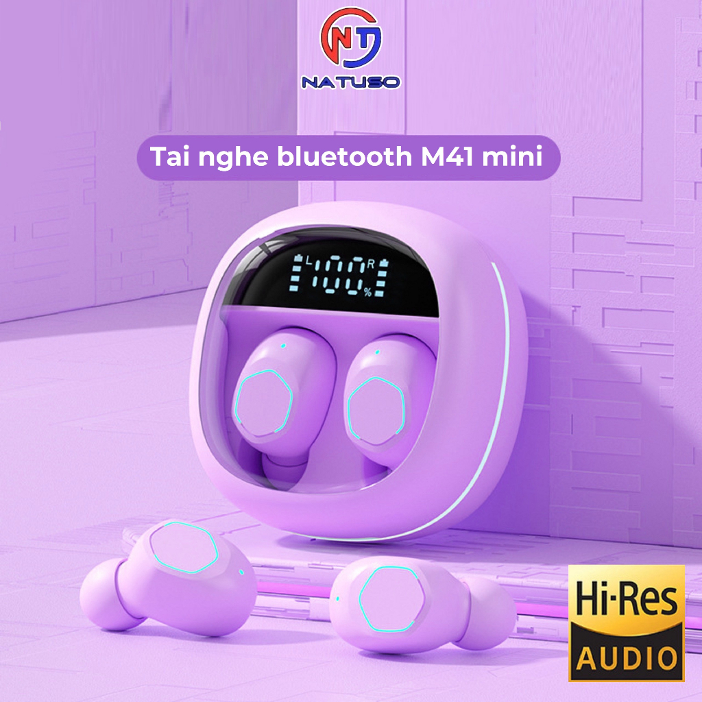 Tai Nghe Bluetooth Không Dây Bass Mạnh M41 Nhét Tai Nút Cảm Ứng Có Mic Đàm Thoại Âm Thanh Hifi Màn Hình Led