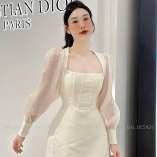 Váy nữ tiểu thư thiết kế sang chảnh đầm dự tiệc cổ vuông dáng xoè Minaca V101