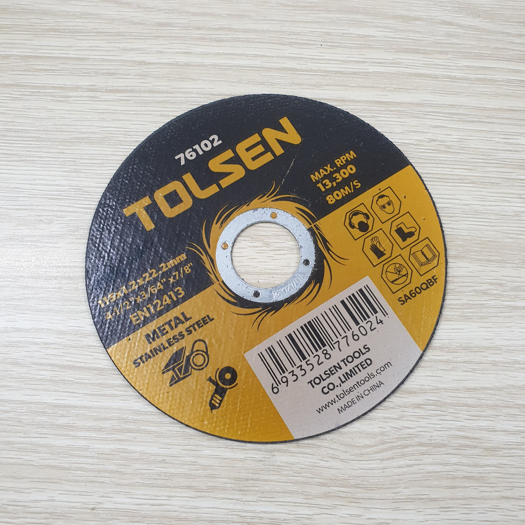Đĩa cắt sắt và inox TOLSEN 76102 115x1.2x22.2mm