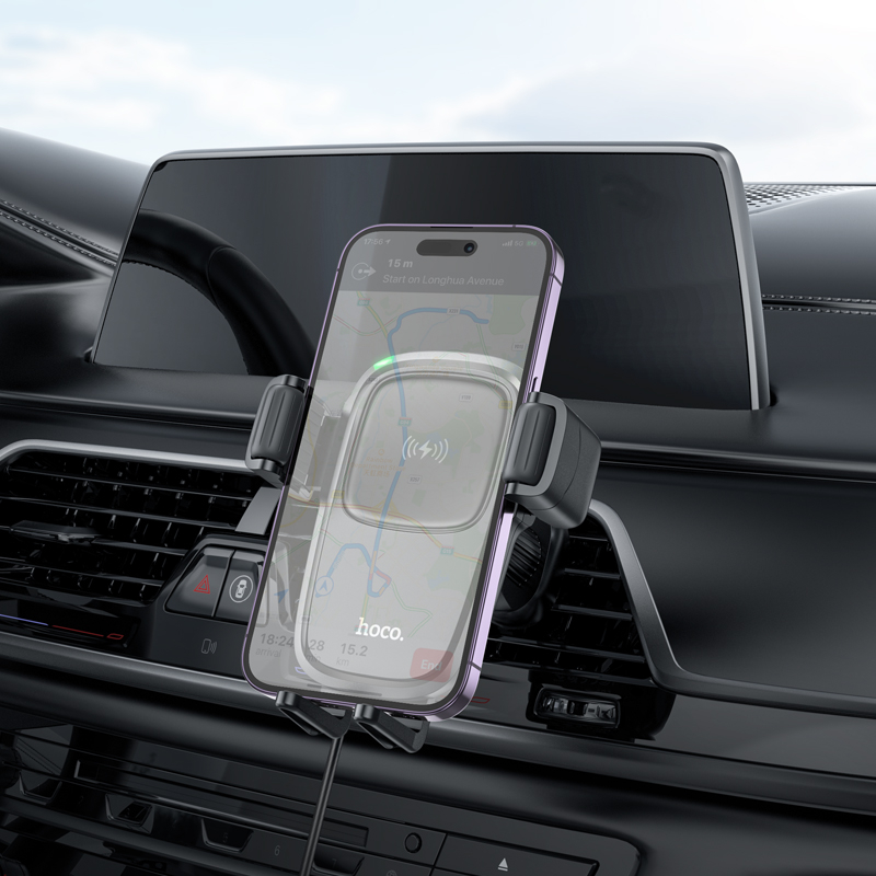 Giá đỡ điện thoại trên ô tô HOCO kiêm sạc không dây 15w dùng cho iphone samsung xiaomi | BigBuy360 - bigbuy360.vn