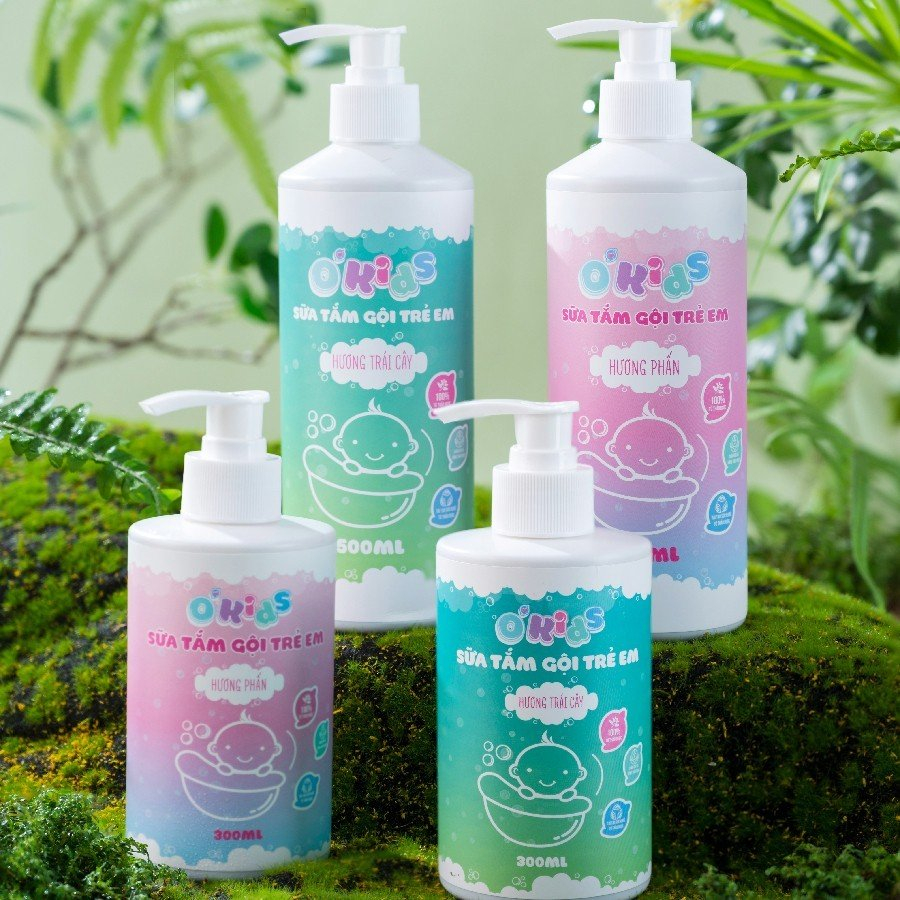 Sữa tắm gội thảo dược trẻ em O'Kids ngăn ngừa rôm sảy, mẩn ngứa, mề đay, viêm da cho da bé mềm mại
