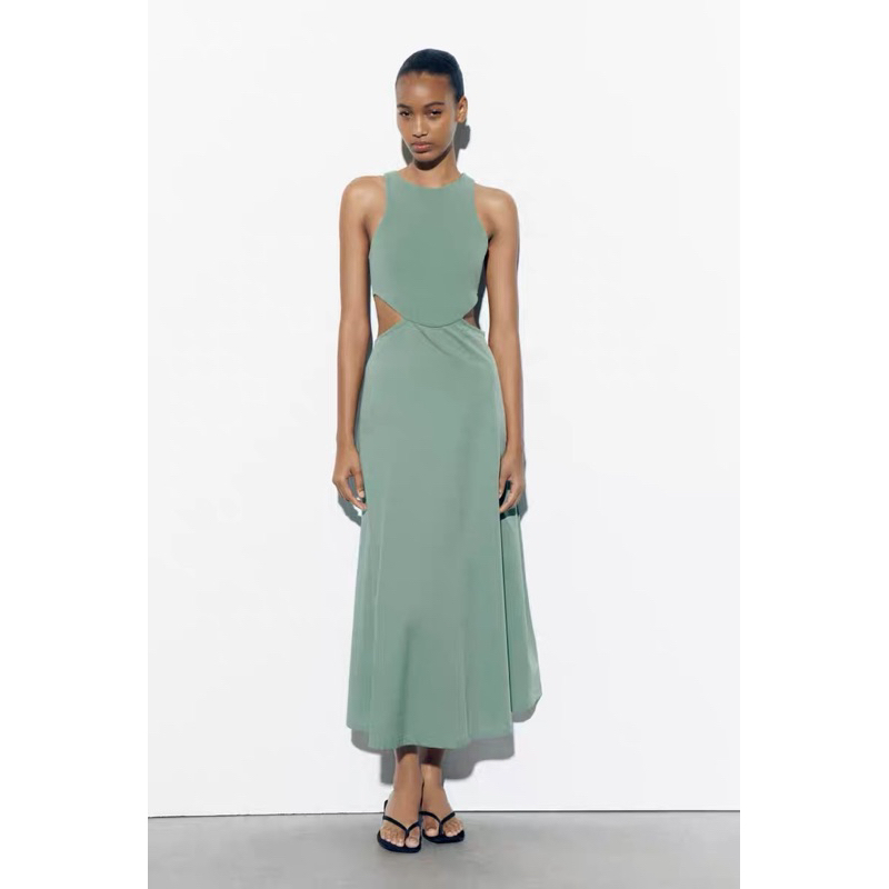 ĐẦM MAXI CUT EO XANH MINT ZR TQXK