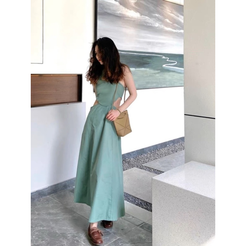 ĐẦM MAXI CUT EO XANH MINT ZR TQXK