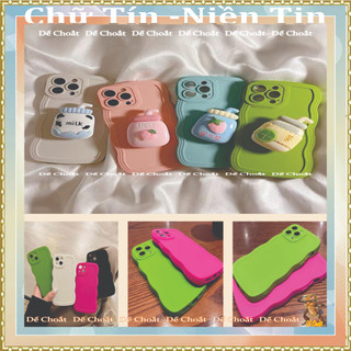 Combo ốp lưng tpu dẻo lươn sóng kèm pod dán cute cho điện thoại iphone 7 plus, 8plus, x, xs, xsmax.