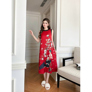 Đầm lụa hoạ tiết in 5D siêu xinh xắn