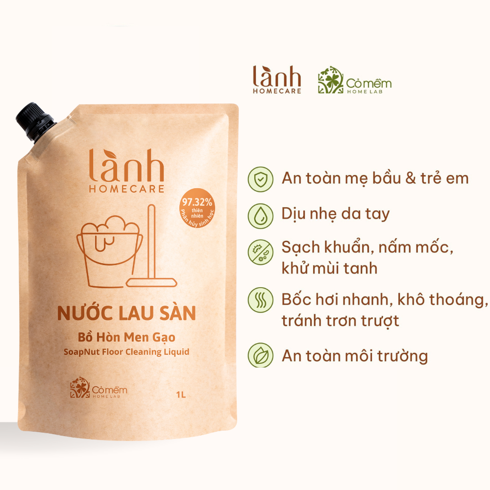 [MUA 2 TẶNG 1] Combo 2 Túi Nước Lau Nhà Lau Bếp Rửa Tay Rửa Bát Lành HomeCare Chăm Sóc Nhà Cửa Cỏ Mềm 1 Lít