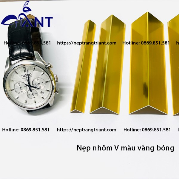Nẹp Nhôm V, nẹp V, dày 1 li 1cm - 3cm ( Vàng gương) Sỉ/lẻ, nẹp sàn gỗ, nẹp kết thúc sàn