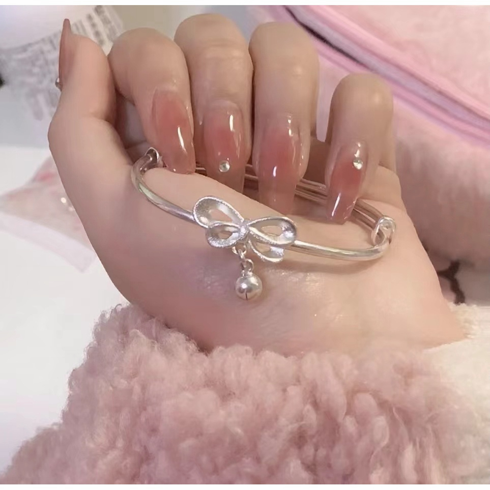 🍒🍒CHERRYKOKO Vòng Đeo Tay Bạc Đính Chuông Nơ Ngọt Ngào Dễ Thương Làm Quà Tặng Cho Bạn Gái/ Bạn Gái