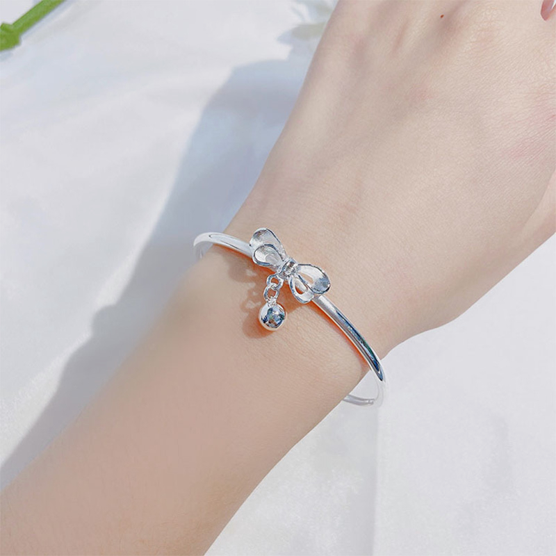 🍒🍒CHERRYKOKO Vòng Đeo Tay Bạc Đính Chuông Nơ Ngọt Ngào Dễ Thương Làm Quà Tặng Cho Bạn Gái/ Bạn Gái