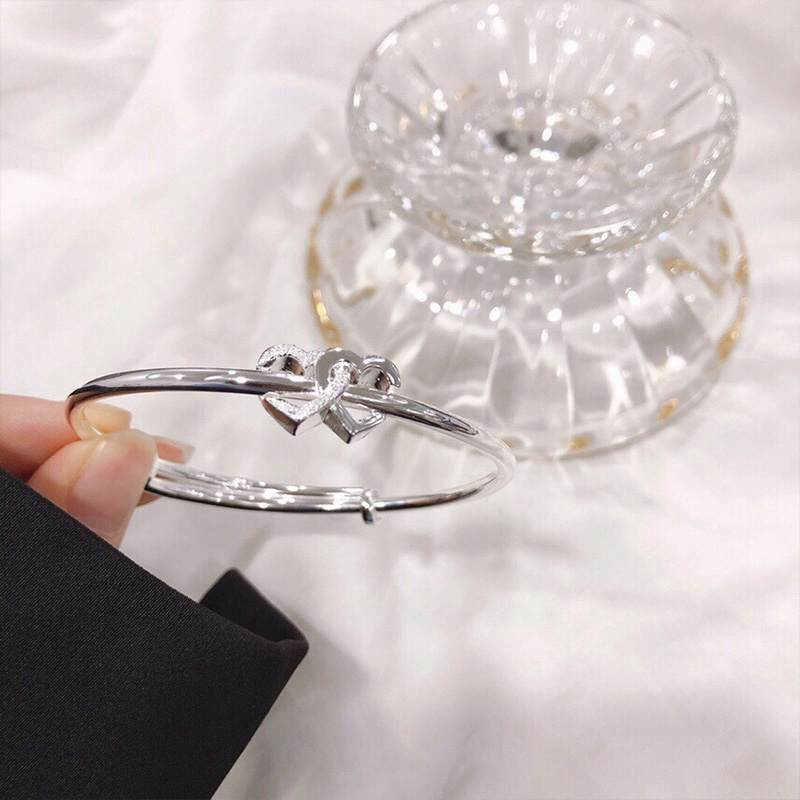 🍒🍒CHERRYKOKO Vòng đeo tay mạ bạc mặt trái tim đôi thời trang dành cho nữ Vòng Tay Mạ Bạc Hình Trái Tim Đôi Thời Trang Cho Nữ