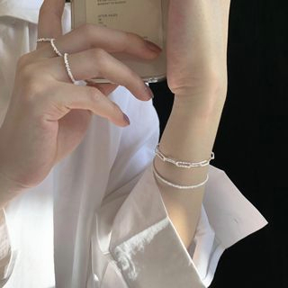 🍒🍒CHERRYKOKO Vòng Tay Dây Thừng Màu Bạc Lấp Lánh Đơn Giản Sành Điệu