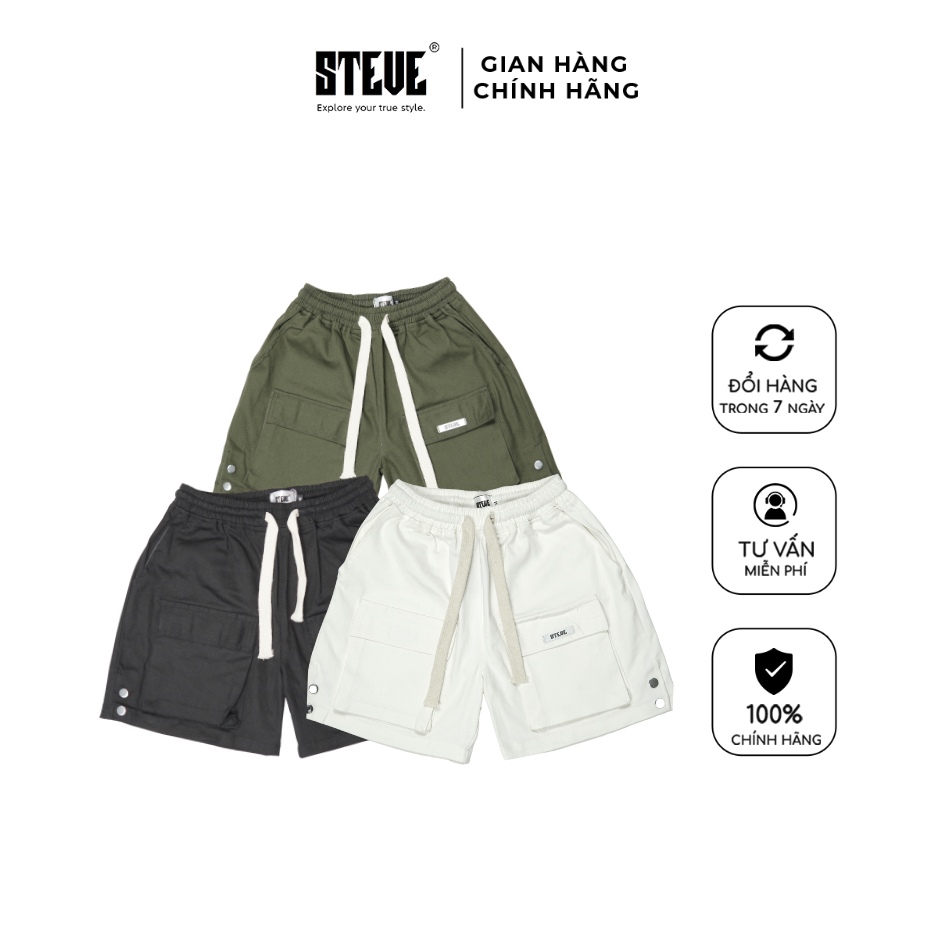 Quần Short Nam Steve Túi Hộp, vải kaki co giãn, nhiều màu mã V1 - Local Brand
