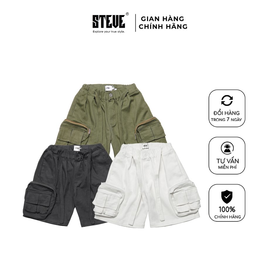 Quần short nam Steve Túi Hộp, vải kaki co giãn, quần đùi nam dáng thể thao mã V2 Local Brand