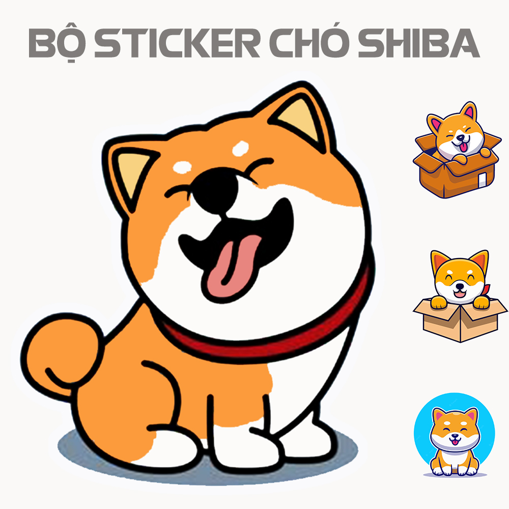 Bộ 50 sticker CHÓ SHIBA dùng để trang trí điện thoại di động - ván trượt - vali - laptop - tường