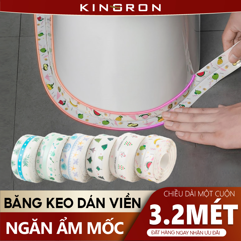 Băng keo chống thấm hoạ tiết dán viền bồn rửa chén, nhà tắm, nhà bếp chống thấm, ngăn ẩm mốc KINGRON