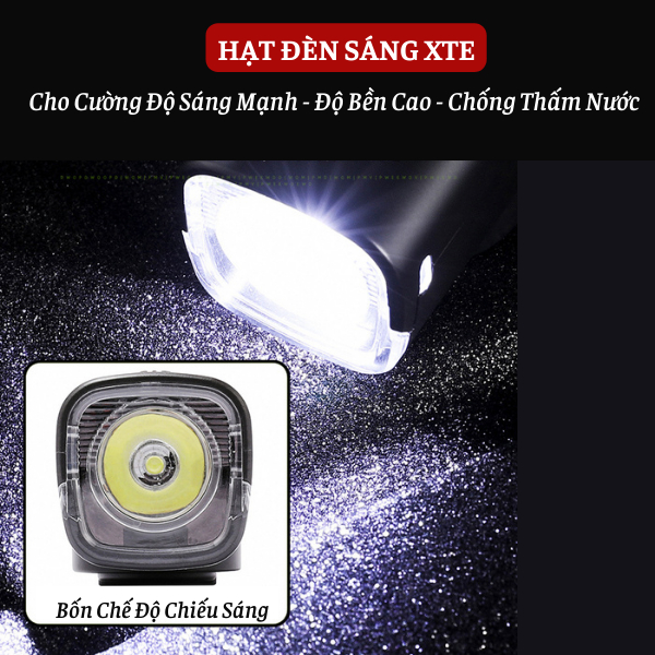 Đèn Pin Xe Đạp Thể Thao Có Còi Siêu Sáng Với 4 Chế Độ Đi Đêm An Toàn DC1202