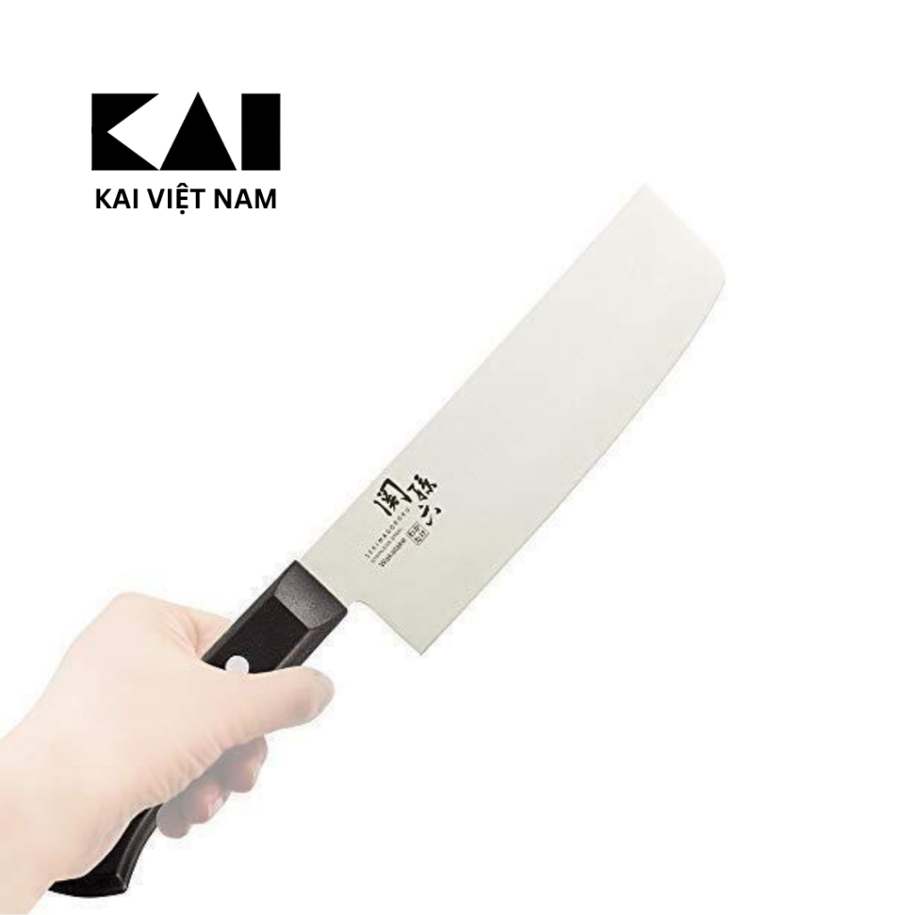 Dao KAI Nhật Wakatake Nakiri Knife Dao bếp thái rau củ đầu vuông Lưỡi thép không rỉ cao cấp 165mm AB5424