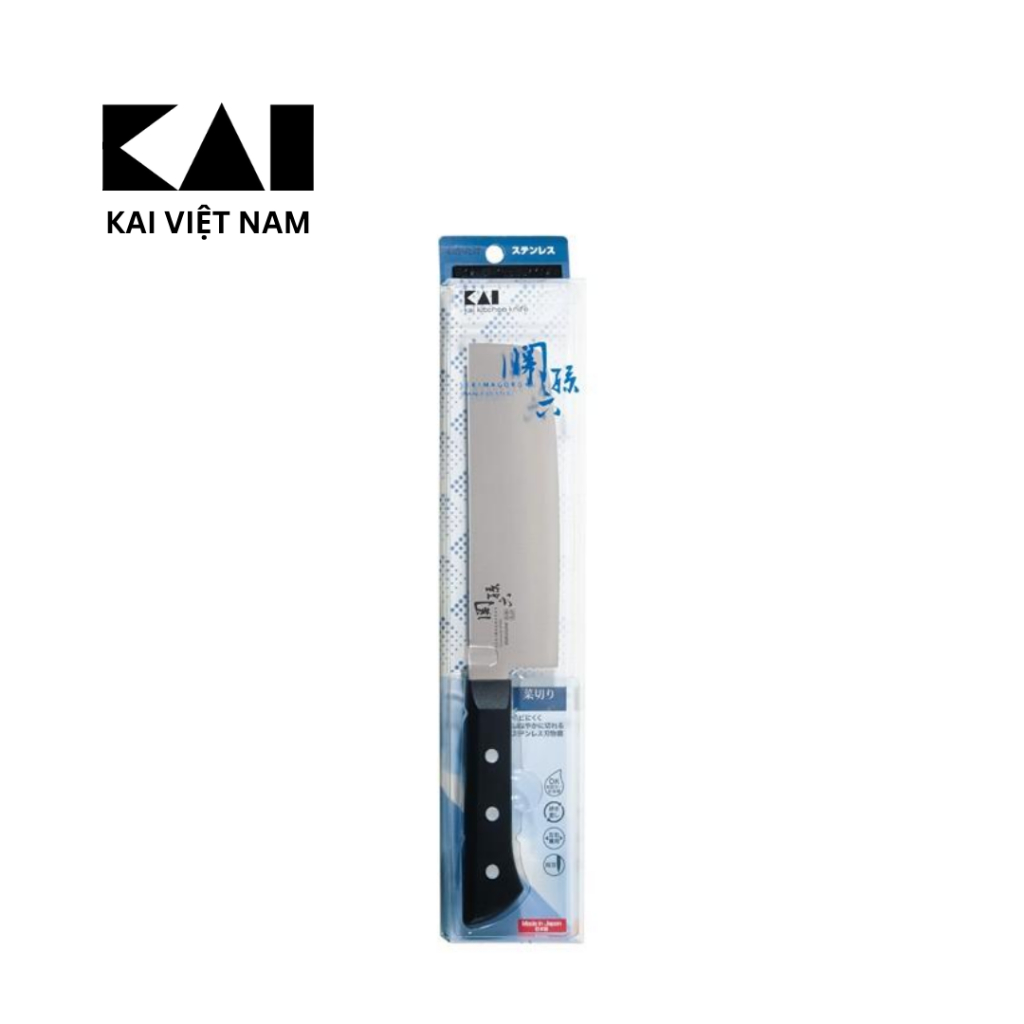 Dao KAI Nhật Wakatake Nakiri Knife Dao bếp thái rau củ đầu vuông Lưỡi thép không rỉ cao cấp 165mm AB5424