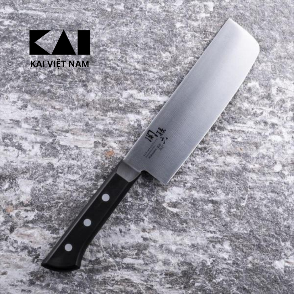 Dao KAI Nhật Wakatake Nakiri Knife Dao bếp thái rau củ đầu vuông Lưỡi thép không rỉ cao cấp 165mm AB5424