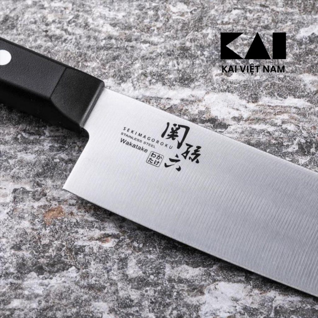 Dao KAI Nhật Wakatake Nakiri Knife Dao bếp thái rau củ đầu vuông Lưỡi thép không rỉ cao cấp 165mm AB5424