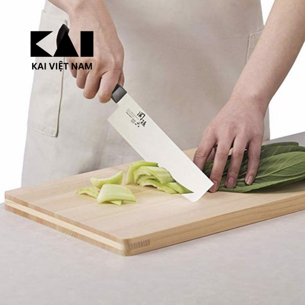 Dao KAI Nhật Wakatake Nakiri Knife Dao bếp thái rau củ đầu vuông Lưỡi thép không rỉ cao cấp 165mm AB5424