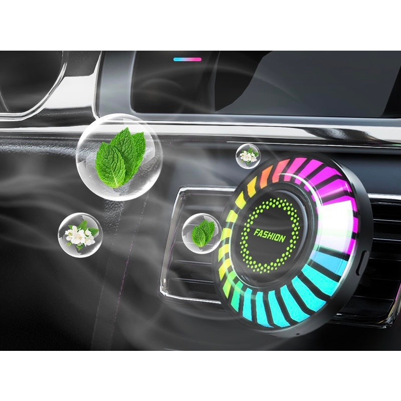 Đèn Led Cảm Ứng Âm Thanh Nước Hoa Gắn Cửa Gió Điều Hoà Ô Tô - Nhấp Nháy Theo Nhạc, kèm nước hoa