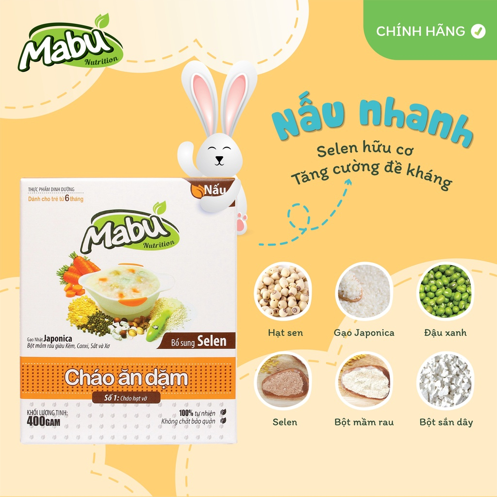 Cháo ăn dặm Mabu số 1 hạt vỡ (400g)
