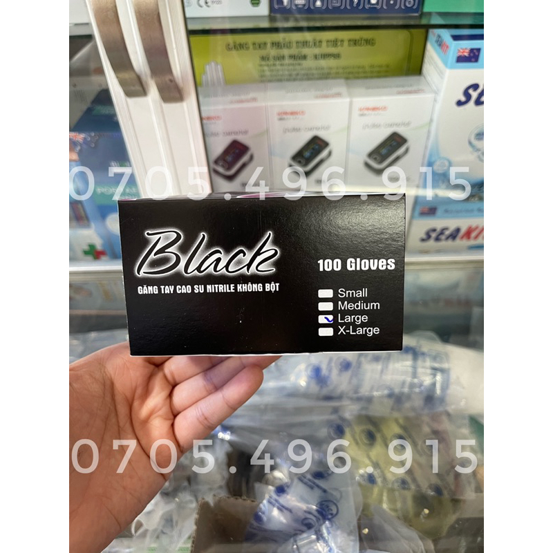 Găng tay y tế không bột màu đen HTC