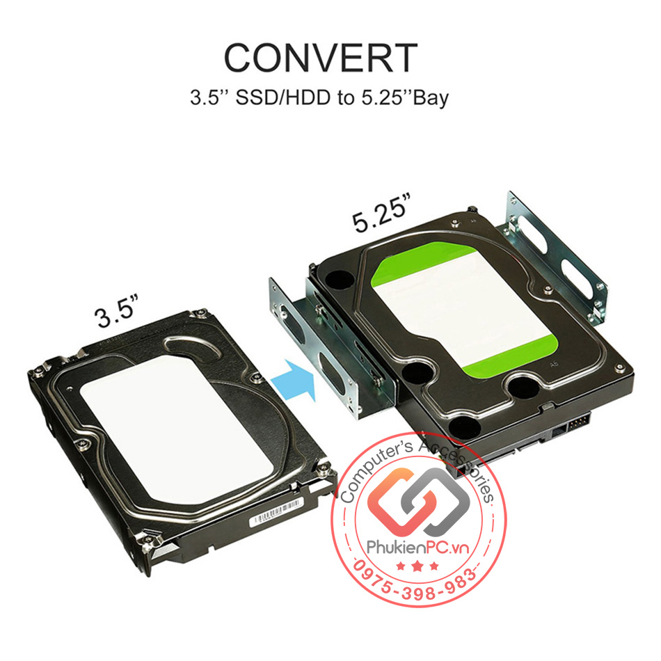 Khay gắn ổ cứng HDD 3.5 vào ổ đĩa CD DVD ROM. Lắp đặt nhiều ổ cứng HDD cho cây máy tính PC, máy tính công nghiệp