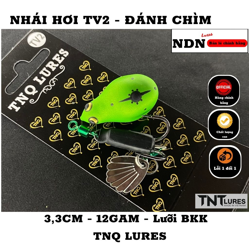 Mồi lure NHÁI HƠI TV2, TV1 TNQ, mồi giả câu cá lóc 3.3cm-12gam-action CHÌM/ 7 gam NỔI