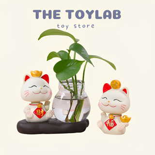 Bình thủy sinh kèm Mèo thần tài mini nhiều mẫu mã The ToyLab trang trí nhà cửa, quà tặng bạn bè