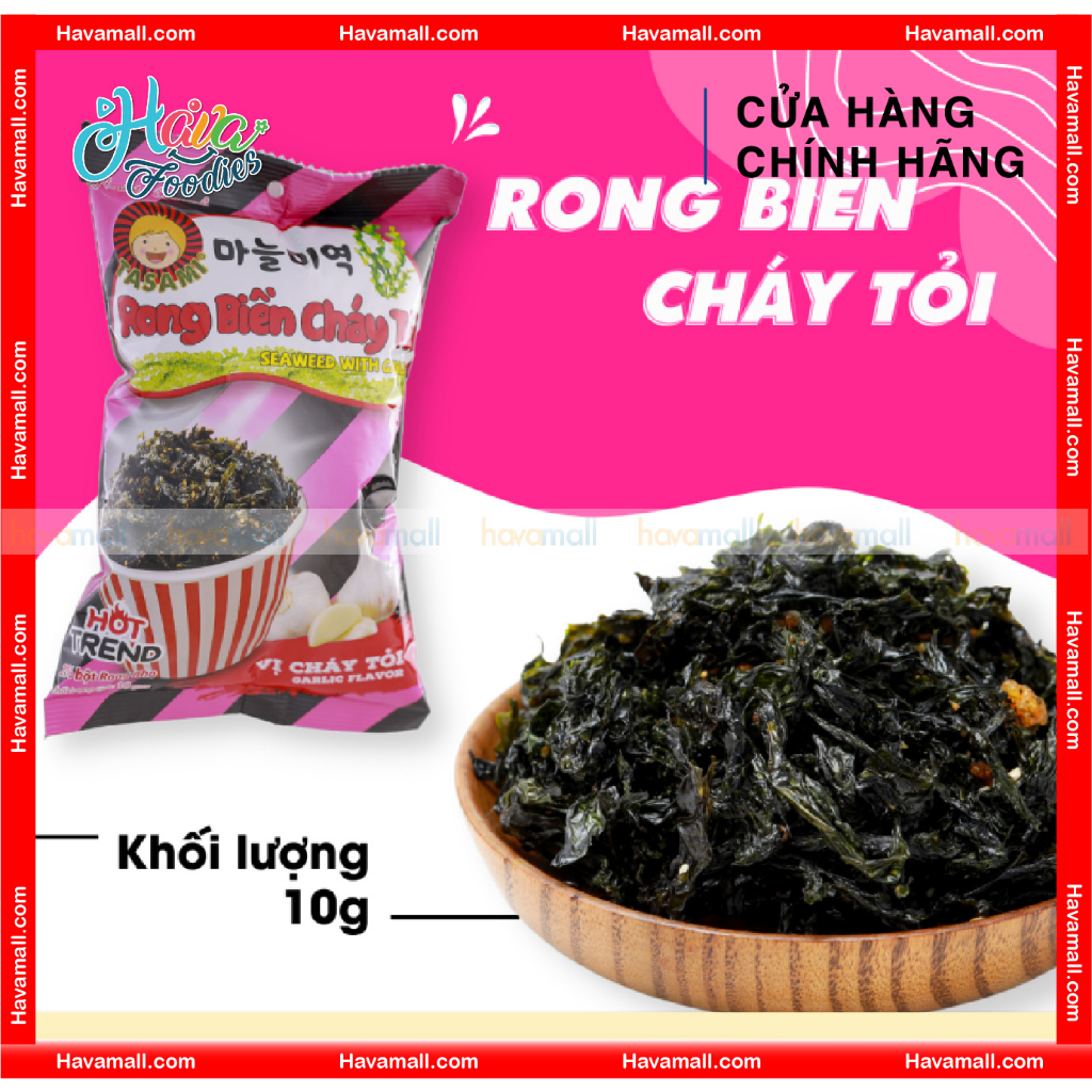 [DATE MỚI NHẤT] Combo 4 Gói Rong Biển Cháy Tỏi Đủ Vị TASAMI 10gr