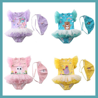Bộ bơi bé gái Moon kids bộ bikini kèm mũ bé gái BB22310